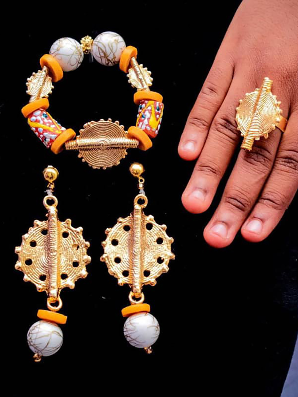 Boucles d'Oreilles et Bague - Ensemble Éclat Africain